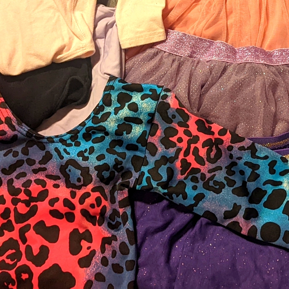 12 piece Lot/Set Gymnastics Leotards Girls 5-6x Circo, GL Elite & Bonus clothes